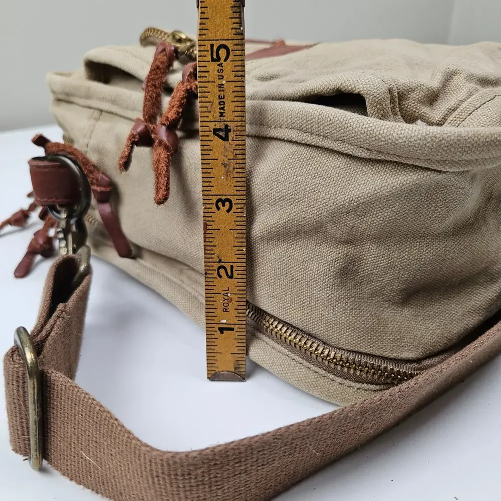 Canvas & Leather Travel‎ Bag Tote Bag Tan Brown Zip Around Adjustable Crossbody